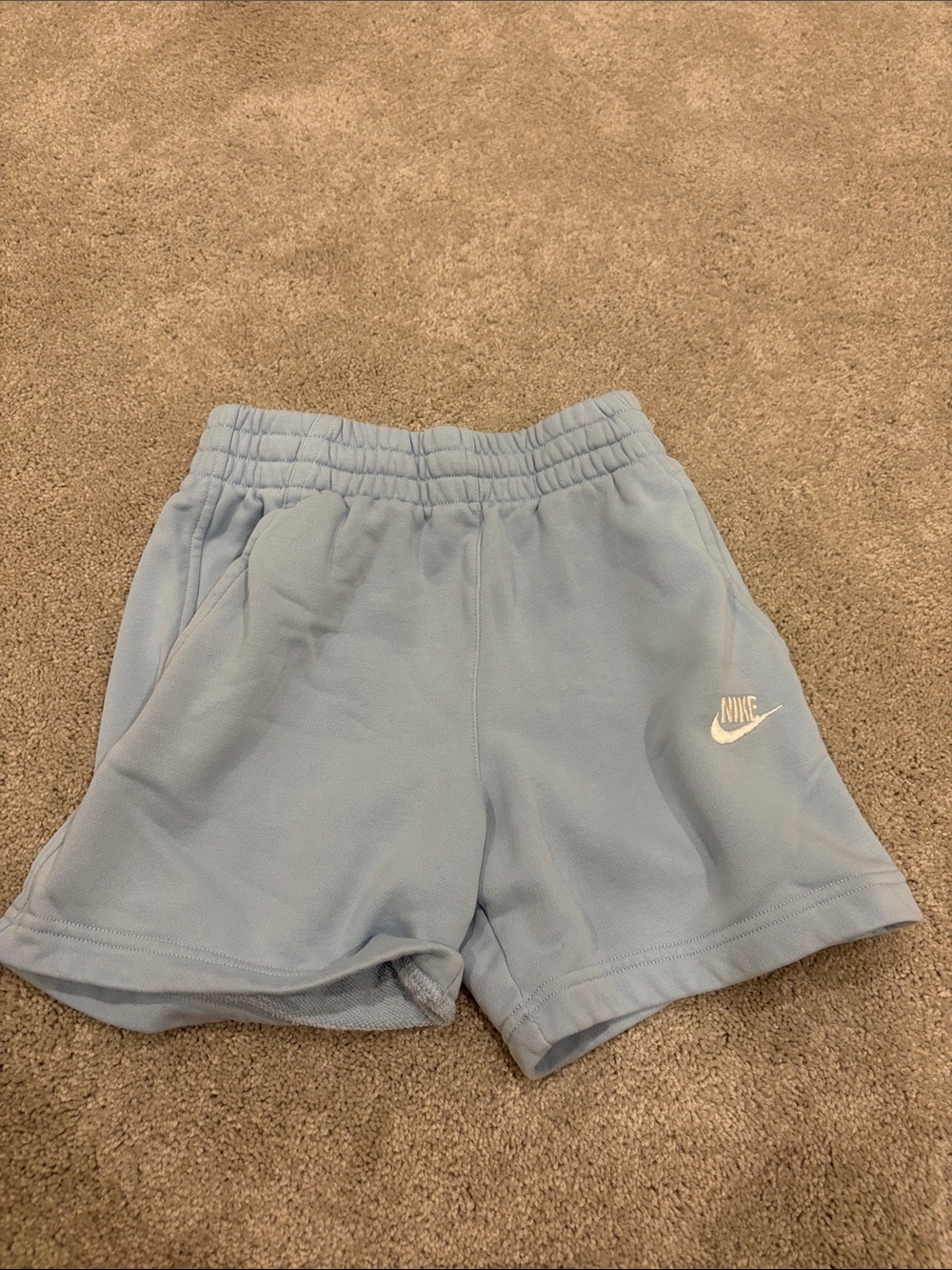 Nike Light Blue Girls' Shorts with White Swoosh